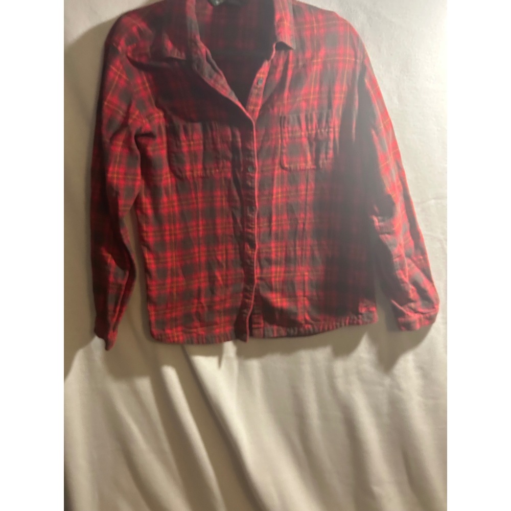 Woolrich Mens XL Red Black Plaid Flannel Button Down Shirt Long Sleeve Vintage - Picture 2 of 5